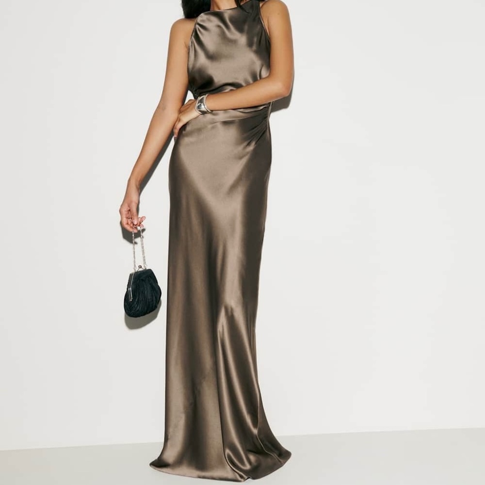 Reformation Anaiis Silk Dress In Morel, brand new, without tags, no flaws.